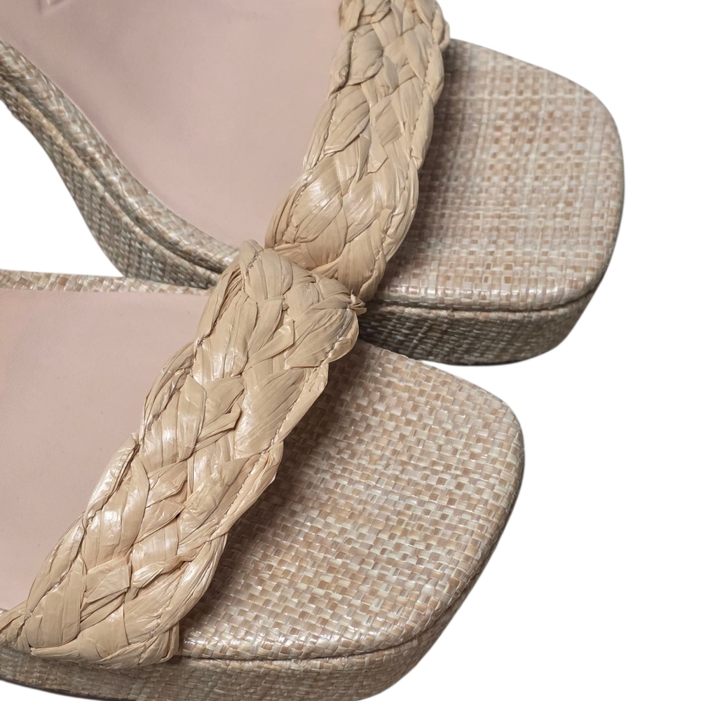 J CREW ANKLE STRAP PLATFORM FAUX RAFFIA 9 - Picture 10 of 11